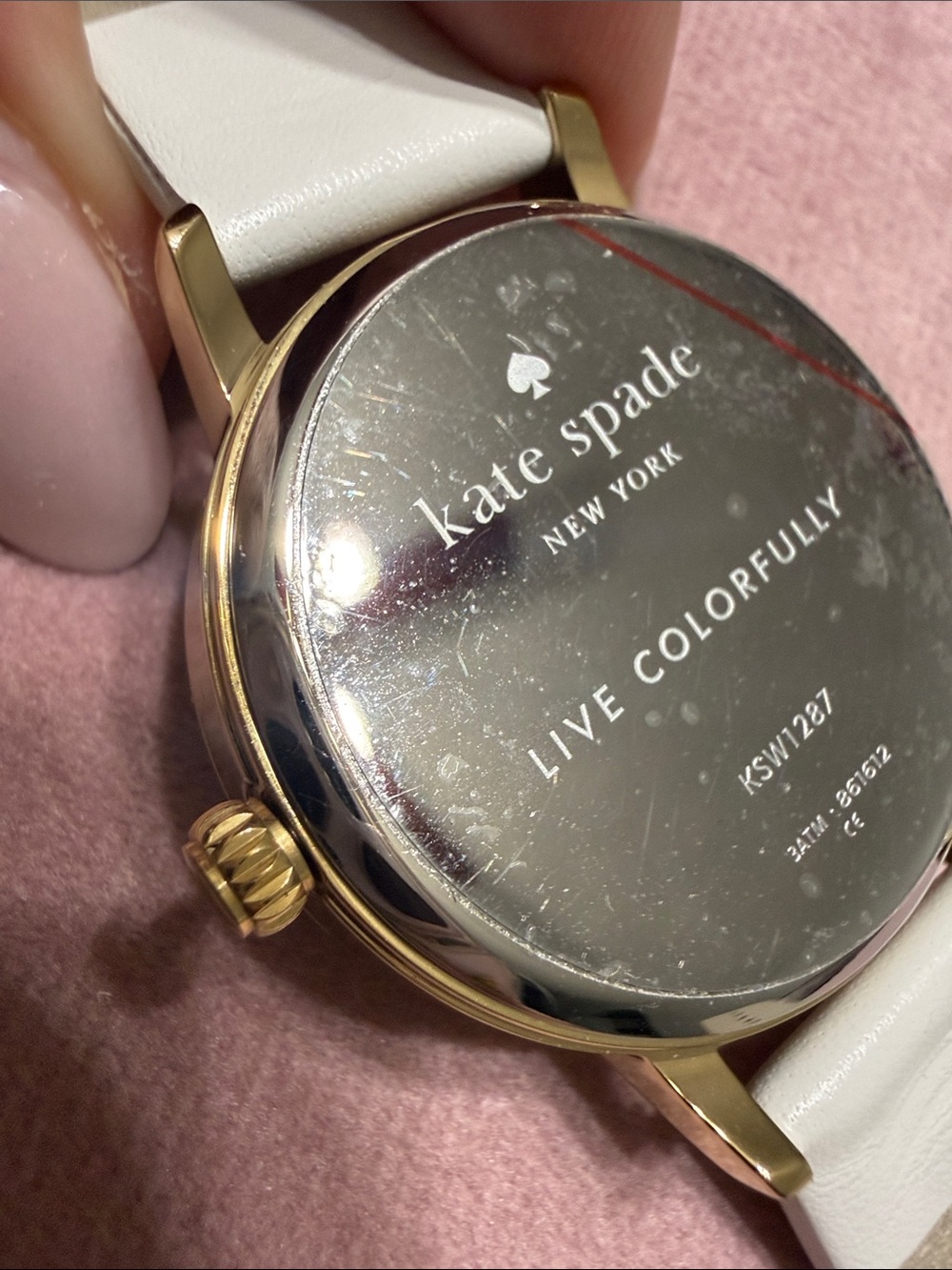 kate spade turquoise peacock motif watch with white strap - Picture 7 of 8